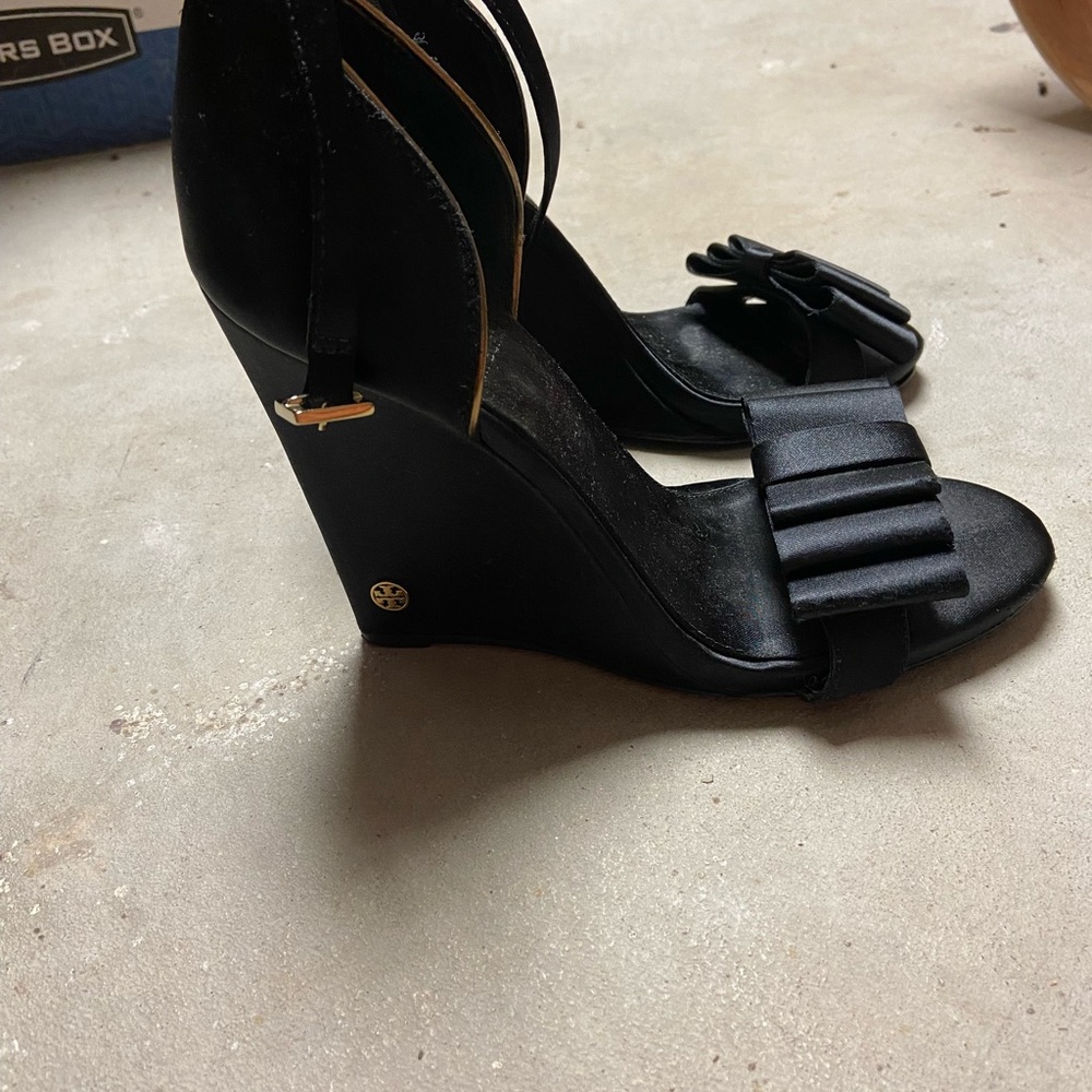 Tory Burch Black Wedge Sandals